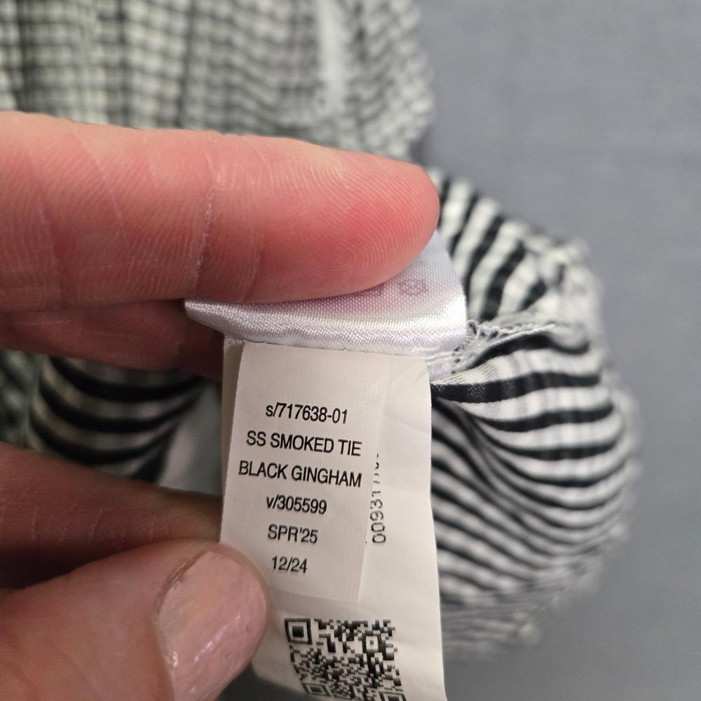 Gap Gingham Cottagecore Country Mini Dress Womens L Tall Black Ruffle Sleeve - Picture 12 of 13